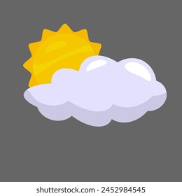 Cloud with a sun illustration suitable for weather related designs, climate change concepts, or summer themed projects. Bright and engaging graphics