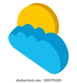 cloud with sun isometric icon