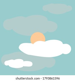 Cloud sun landscape, Background mural for children's playroom
