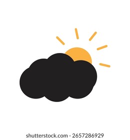 Ilustración de icono de logotipo de nube y sol plana