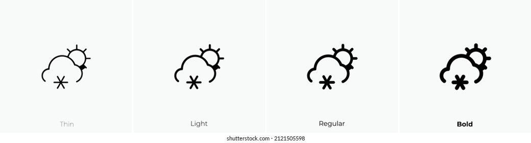 cloud sun meatball icon. Thin, Light Regular And Bold style design isolated on white background