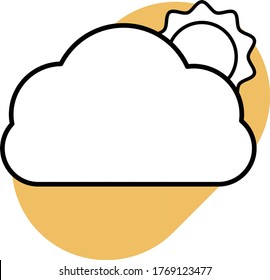 Nube y sol sobre fondo amarillo, ilustración de vector de viaje