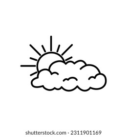 Kontursymbol für Wolke und Sonne. Bearbeitbarer Strich. Einzelne Vektorgrafik