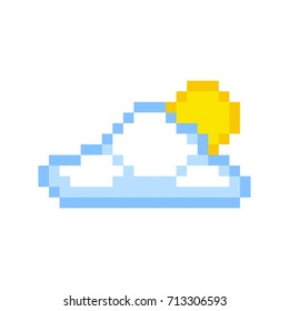 Cloud sun pixel art cartoon retro game style