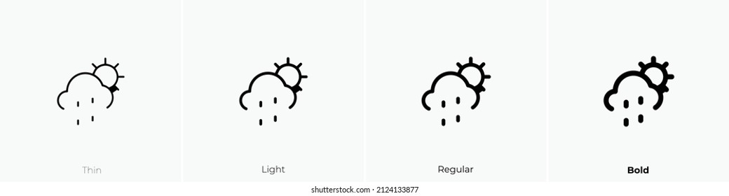 cloud sun rain alt icon. Thin, Light Regular And Bold style design isolated on white background