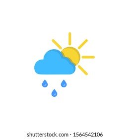 Cloud sun rain drops icon. Simple line, outline vector of two color weather icons for ui and ux, website or mobile application