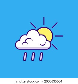 Cloud, sun and rain icon or logo isolated sign symbol vector illustration - Cartoon  style vector icon