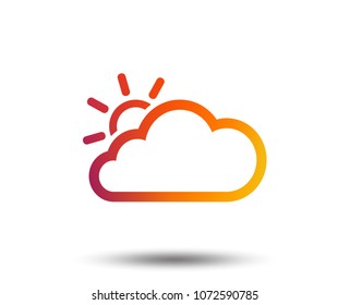 Cloud and sun sign icon. Weather symbol. Blurred gradient design element. Vivid graphic flat icon. Vector