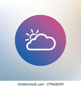 Cloud and sun sign icon. Weather symbol. Icon on blurred background. Vector