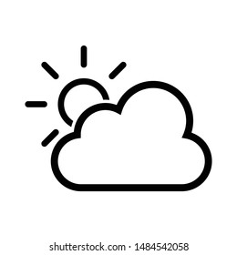 cloud and sun silhouette icon vector