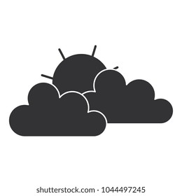 cloud with sun silhouette isolated icon