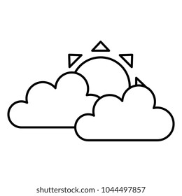 cloud with sun silhouette isolated icon
