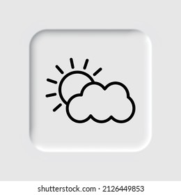 Cloud sun simple icon. Flat desing. Neumorphism design.ai