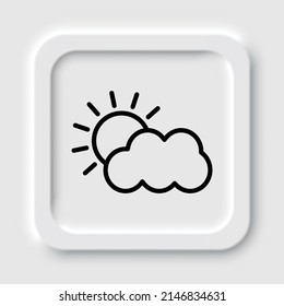 Cloud sun simple icon. Flat design. Neumorphism design.ai