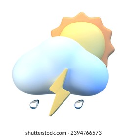 cloud sun storm 3D Illustration Icon Pack Element