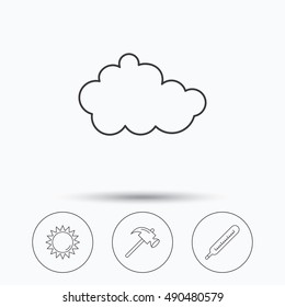 Cloud, sun and thermometer icons.