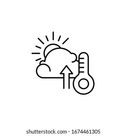 Nube, sol, termómetro, icono del calentamiento. Línea simple, contorno vectorial elementos de iconos de resorte para ui y ux, sitio web o aplicación móvil