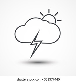 Cloud sun thunder icon weather
