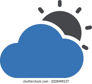 cloud sun vector glyph colour icon