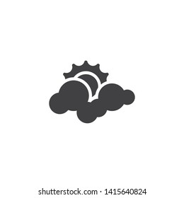 Cloud and sun vector icon. filled flat sign for mobile concept and web design. Weather forecast partly sunny glyph icon. Symbol, logo illustration. Vector graphics