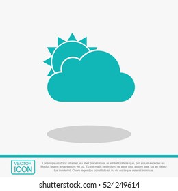 Cloud and sun vector icon. Weather symbol. 