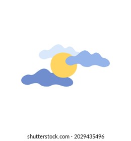 Cloud with sun. Vector illustration.