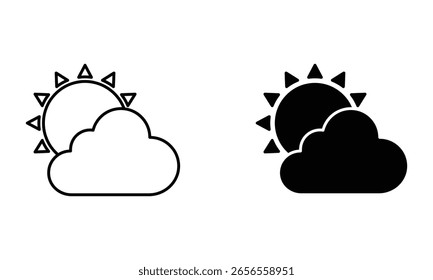 cloud with sun, weather forecasting icon vector