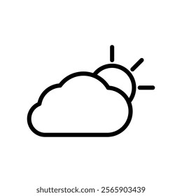 cloud and sun weather icon, simple flat style, illustration, logo sign symbol pictogram template, for ui or ux isolated on white for mobile app, editable	