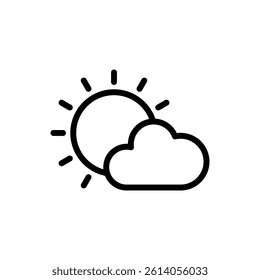 cloud and sun weather icon, simple flat style, illustration, logo sign symbol pictogram template, for ui or ux isolated on white for mobile app, editable