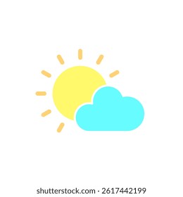 cloud and sun weather icon, simple flat style, illustration, logo sign symbol pictogram template, for ui or ux isolated on white for mobile app, editable