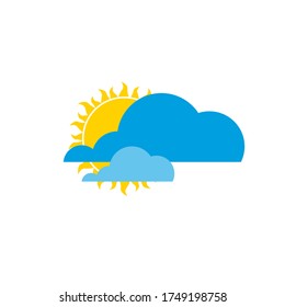 Wolke und Sonne. Wettersonnige Sommergrafik.Stockvektorgrafik einzeln auf weißem Hintergrund.