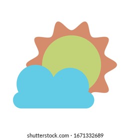 Cloud with sun weather symbol vector illustration graphic design