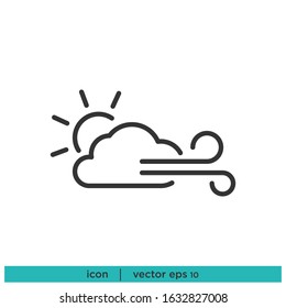 Cloud sun and wind icon weather symbol design element vector eps10