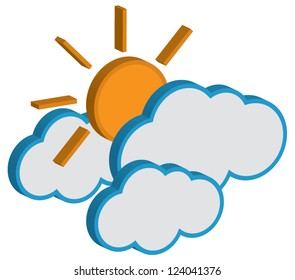 Cloud with sunny weather forecast vector icon.EPS10