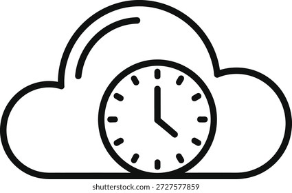 Símbolo de la nube combinado con un reloj que indica una copia de seguridad programada o un elemento de tiempo de sincronización de datos.