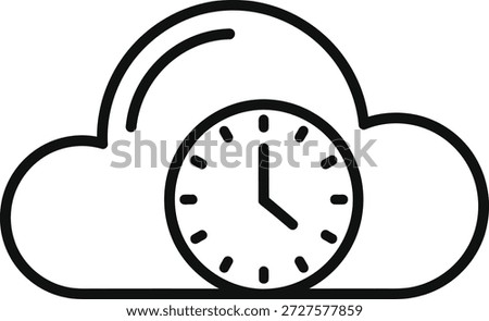 Cloud symbol combined with a clock indicating scheduled backup or data synchronization time element.