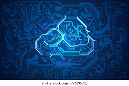 cloud symbol combined with electronic board, concept of cloud computing
