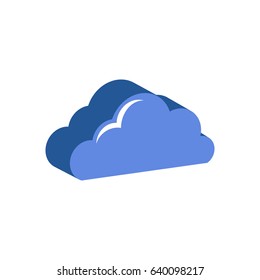Cloud symbol. Flat Isometric Icon or Logo. 3D Style Pictogram for Web Design, UI, Mobile App, Infographic. Vector Illustration on white background.