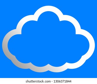 Cloud symbol icon - white gradient outline, isolated - vector illustration