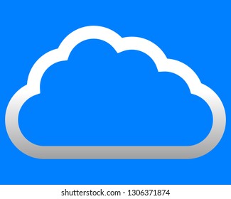 Cloud symbol icon - white gradient outline, isolated - vector illustration
