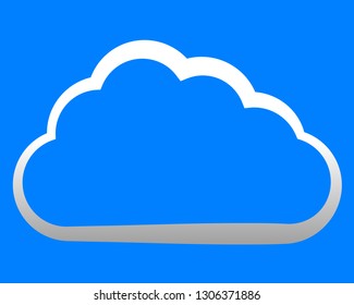 Cloud symbol icon - white gradient outline, isolated - vector illustration