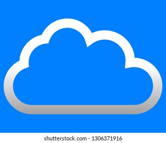 Cloud symbol icon - white gradient outline, isolated - vector illustration