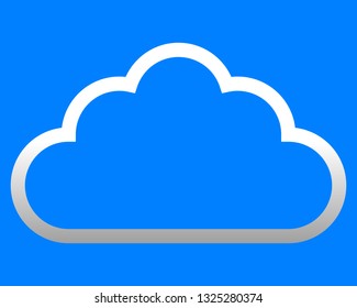 Cloud symbol icon - white gradient outline, isolated - vector illustration