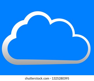 Cloud symbol icon - white gradient outline, isolated - vector illustration