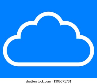 Cloud symbol icon - white simple outline, isolated - vector illustration
