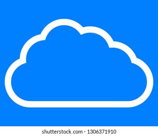 Cloud symbol icon - white simple outline, isolated - vector illustration
