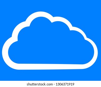 Cloud symbol icon - white simple outline, isolated - vector illustration