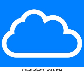 Cloud symbol icon - white simple outline, isolated - vector illustration