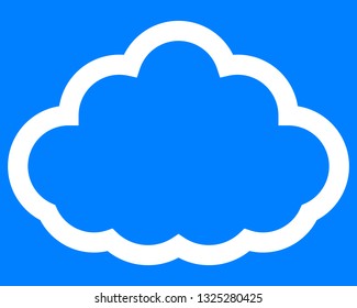 Cloud symbol icon - white simple outline, isolated - vector illustration