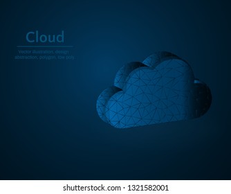 Cloud symbol low poly vector illustration, weather polygonal icon, isometric icons web, weather forecast concept illustration, dark blue background